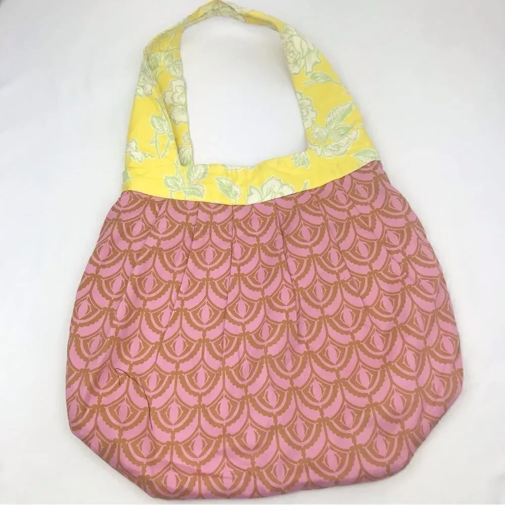 Handcrafted 100% Cotton Contrast Fabric HoboTote Bag